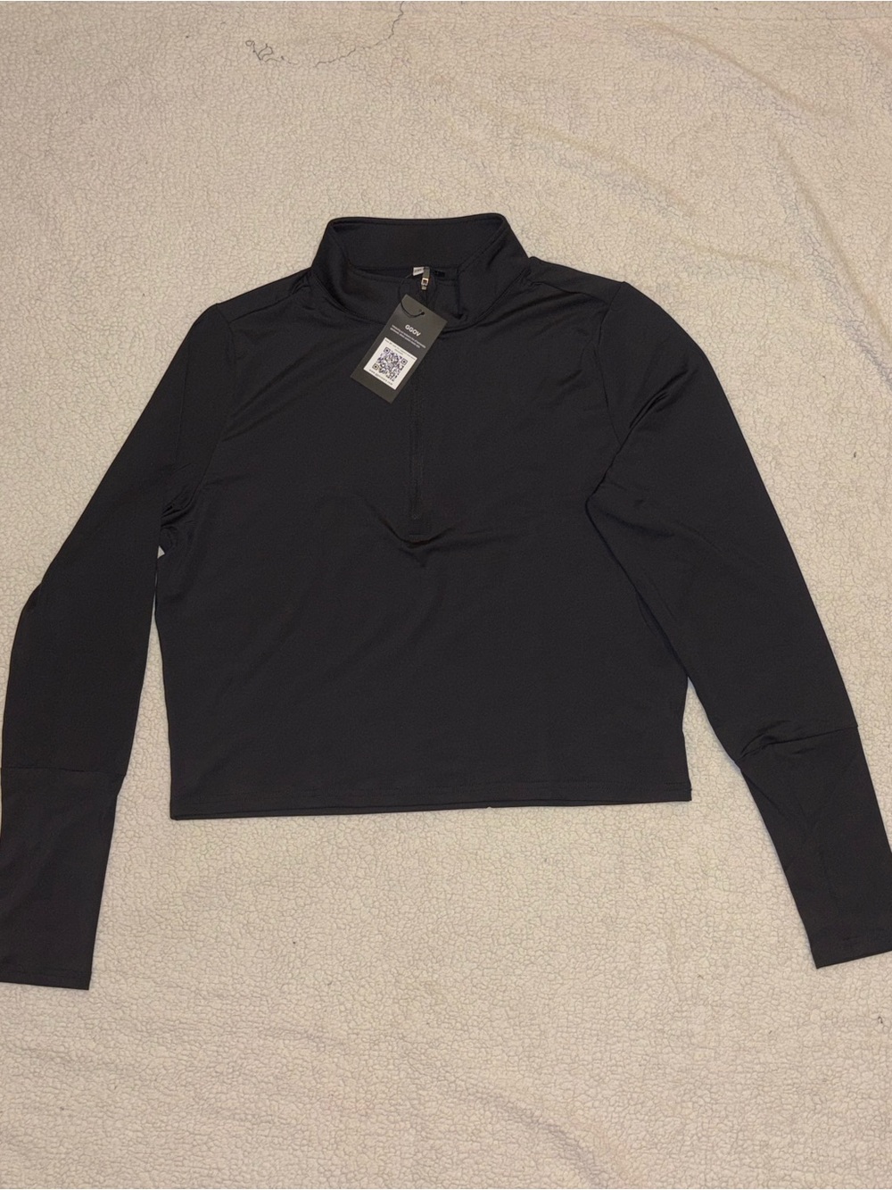 Long Sleeve Black Quarter-Zip Women's Top